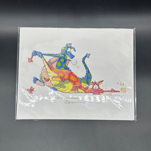 Robert Marble Signed Print Dragon Draggin Dragon Cartoon Art Funny Humor Kitsch - Picture 2 of 9